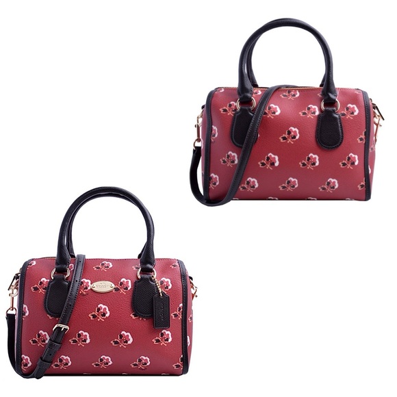 🌹Coach Bramble Rose Mini Bennett Leather Berry Satchel Crossbody MINT COND! - Picture 4 of 13